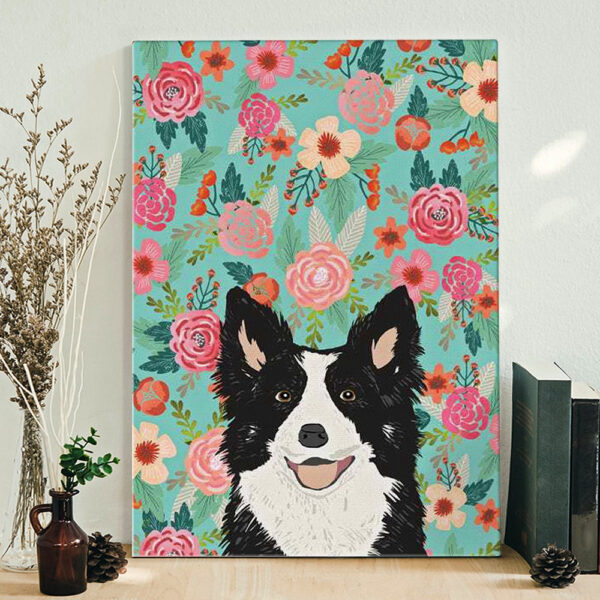 Dog Portrait Canvas – Border Collie – Dog Poster Printing – Canvas Print – Dog Wall Art Canvas – Furlidays