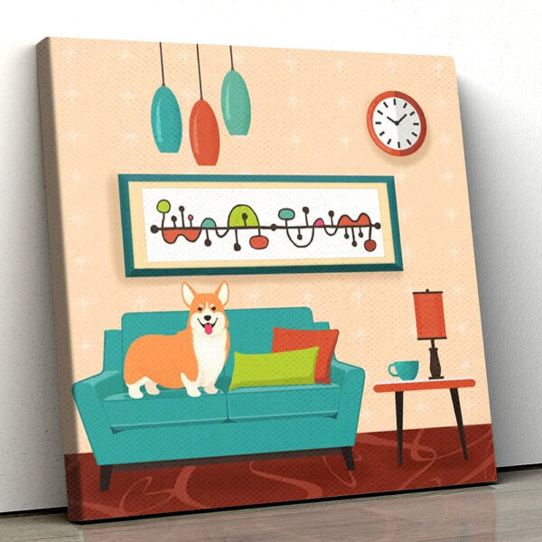 Dog Square Canvas – A Corgi Makes A House – Home Canvas Print – Dog Canvas Print – Dog Poster Printing – Furlidays