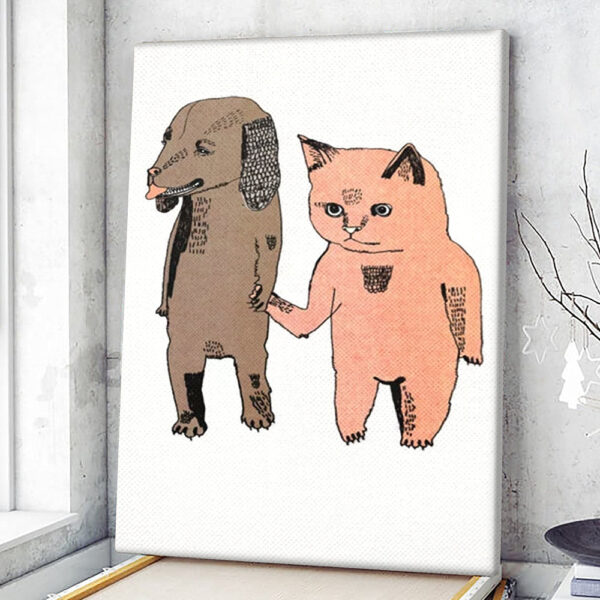 Dog Portrait Canvas – Cat And Dog – Canvas Print – Cats Canvas Print – Dog Canvas Art – Furlidays