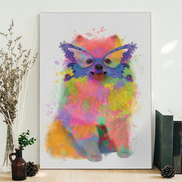 Cat Portrait Canvas – Rainbow Splash Pomeranian – Canvas Print – Cat Wall Art Canvas – Furlidays