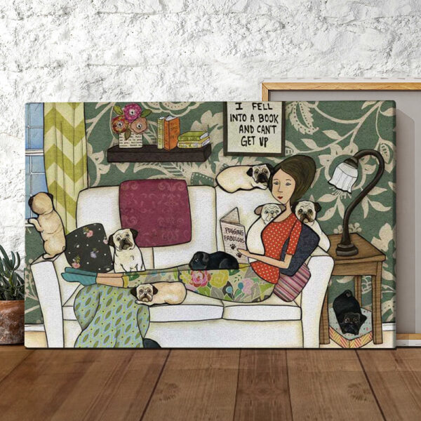 Dog Landscape Canvas – The Pug Book – Canvas Print – Dog Wall Art Canvas – Dog Poster Printing – Furlidays