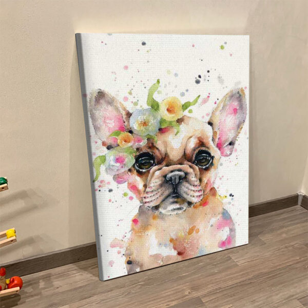 Dog Portrait Canvas – Little Miss Frenchie – Canvas Print – Dog Poster Printing – Dog Wall Art Canvas – Furlidays