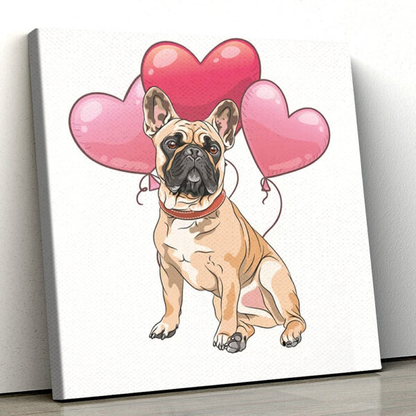 Dog Square Canvas – French Bulldog And Balloons – Canvas Print – Dog Canvas Print – Dog Canvas Art – Furlidays