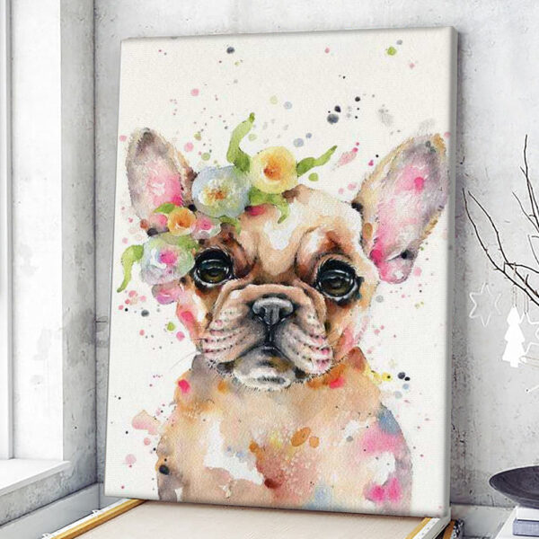 Dog Portrait Canvas – Little Miss Frenchie – Canvas Print – Dog Poster Printing – Dog Wall Art Canvas – Furlidays