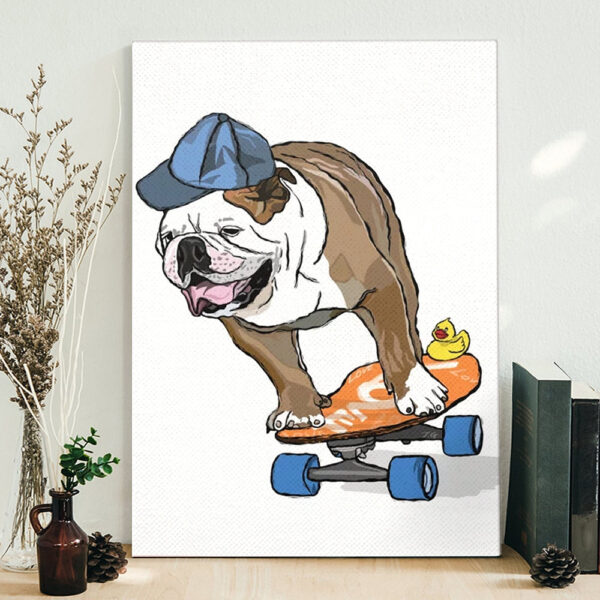 Dog Portrait Canvas – Yes, Let’s Do It – English Bulldog – Canvas Print – Dog Wall Art Canvas – Furlidays