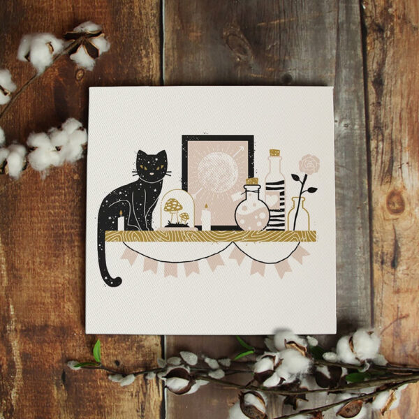 Cat Square Canvas – Cat Wall Art Canvas – Magical Little Shelf – Canvas Print – Canvas With Cats On It – Furlidays