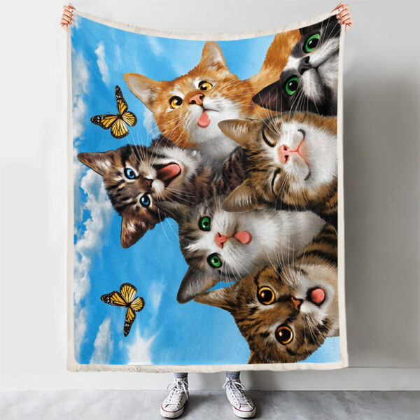 Cat Blanket – Cat Throw Blanket – Cat Fleece Blanket – Blanket With Cats Face – Cats Selfie – Furlidays