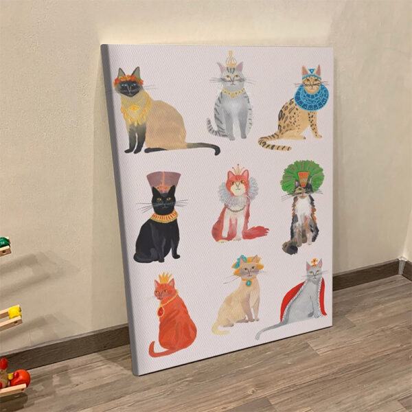 Cat Portrait Canvas – Cat Queens – Canvas Print – Canvas With Cats On It – Cat Wall Art Canvas – Furlidays