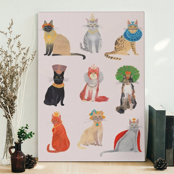 Cat Portrait Canvas – Cat Queens – Canvas Print – Canvas With Cats On It – Cat Wall Art Canvas – Furlidays