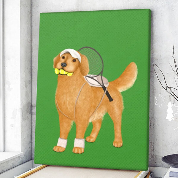 Dog Portrait Canvas – Ready for Tennis Practice – Canvas Print – Dog Canvas Print – Dog Wall Art Canvas – Furlidays