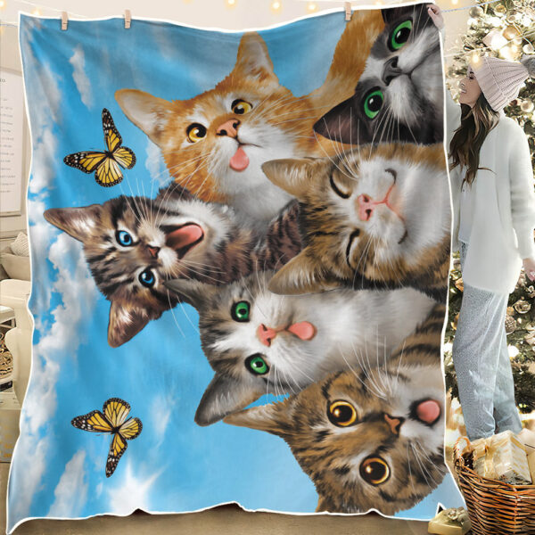 Cat Blanket – Cat Throw Blanket – Cat Fleece Blanket – Blanket With Cats Face – Cats Selfie – Furlidays