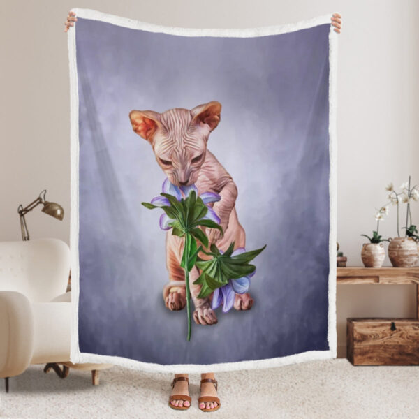 Blanket With Cats On It – Drawing Sphynx Kitten – Cats Blanket – Cat Blanket For Sofa – Furlidays