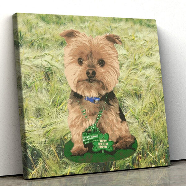 Dog Square Canvas – Kiss me I’m Irish – Yorkshire Terrier – Dogs Canvas Print – Dog Wall Art Canvas – Furlidays