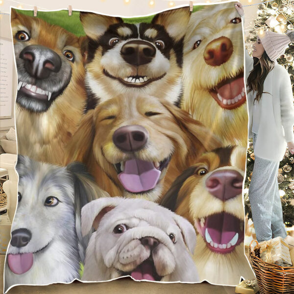 Dog Blankets For Sofa – Dog Throw Blanket – Dog Blanket – Dog Fleece Blanket – Blanket With Dogs Face – Dogs Selfie – Furlidays