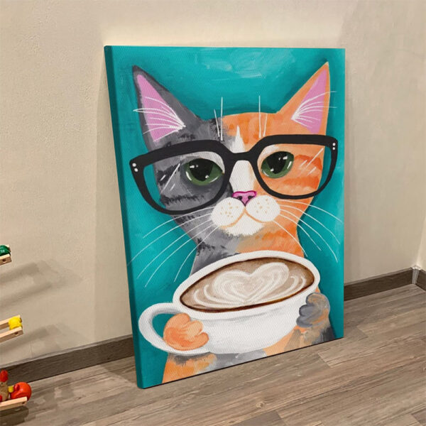 Cat Portrait Canvas – A Latte Of Love – Canvas Print – Cat Canvas – Cats Canvas Print – Furlidays