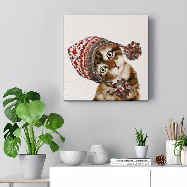 Cat Square Canvas – Cat Wall Art Canvas – Baby Cat With The Hat – Canvas Print – Cats Canvas Print – Furlidays