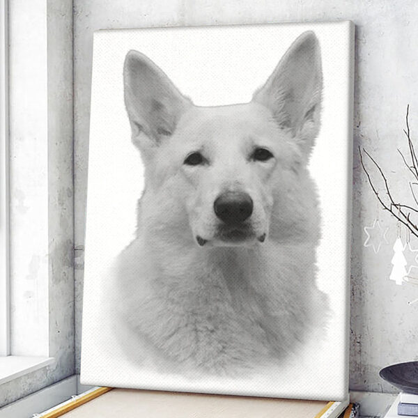 Dog Portrait Canvas – White German Shepherd – Dog Painting Posters – Canvas Print – Canvas With Dogs On It – Furlidays