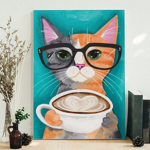 Cat Portrait Canvas – A Latte Of Love – Canvas Print – Cat Canvas – Cats Canvas Print – Furlidays