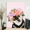 Dog Portrait Canvas – Black Shiba Inu With Flower Crown – Canvas Print – Dog Canvas Art – Dog Poster Printing – Furlidays