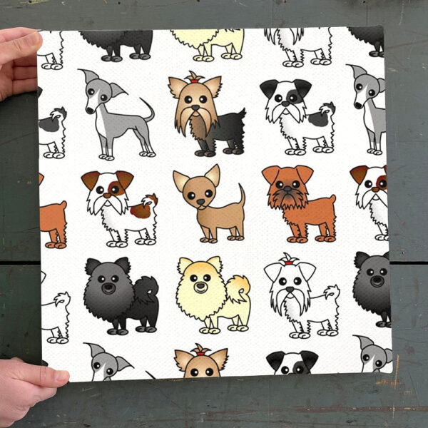 Dog Square Canvas – Cute Dog Pattern – Canvas Print – Dog Canvas Print – Dog Wall Art Canvas – Furlidays