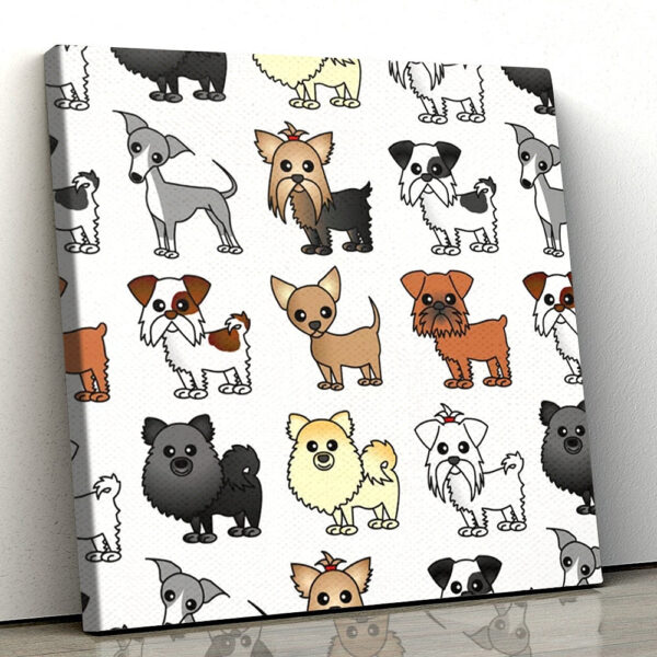 Dog Square Canvas – Cute Dog Pattern – Canvas Print – Dog Canvas Print – Dog Wall Art Canvas – Furlidays