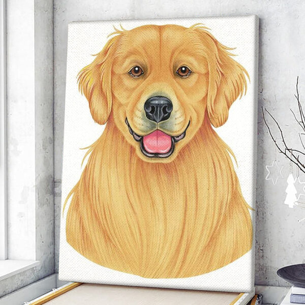 Dog Portrait Canvas – Golden Retriever Portrait Canvas Print – Dog Wall Art Canvas – Dog Canvas Art – Dog Poster Printing – Furlidays
