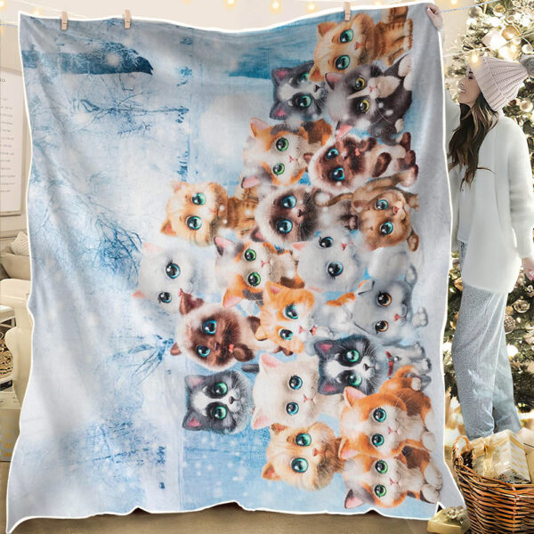 Fleece Throw Blanket – Blanket With Cats Face – Cat Blanket – Cat Fleece Blanket – Adorable Kitty Cat Blanket – Furlidays