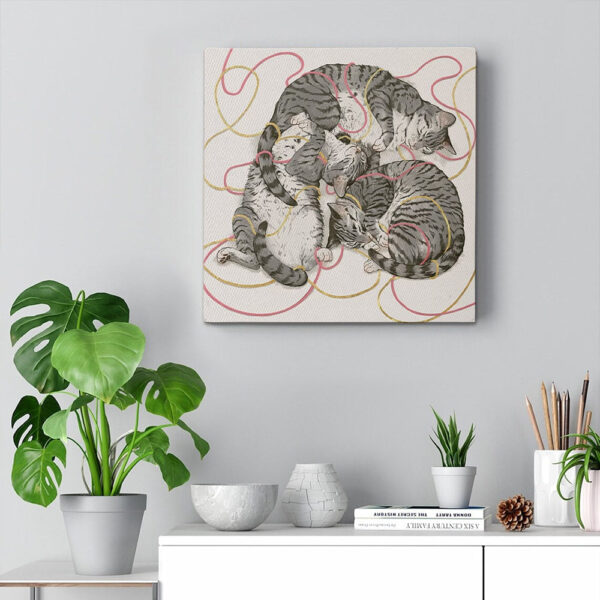 Cat Square Canvas – Cats Gold And Rose – Cats Canvas Print – Cat Wall Art Canvas – Canvas Print – Furlidays