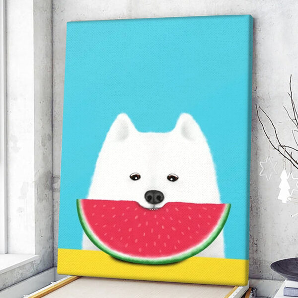 Dog Portrait Canvas – Sweet Samoyed – Dog Canvas Print – Canvas With Dogs On It – Dog Painting Posters – Furlidays