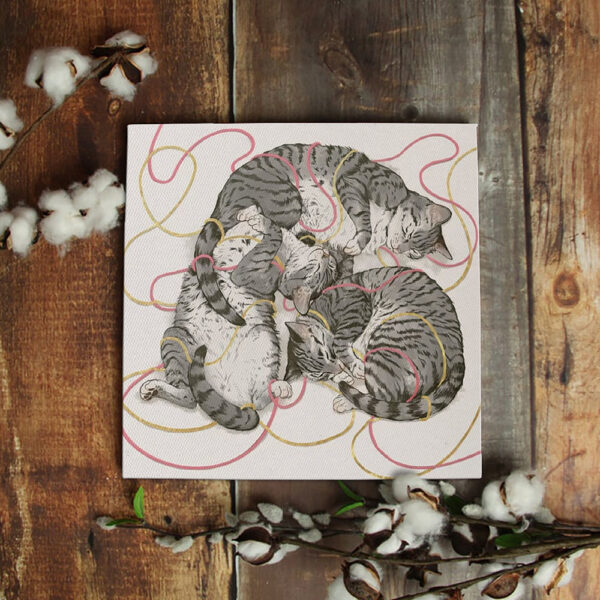 Cat Square Canvas – Cats Gold And Rose – Cats Canvas Print – Cat Wall Art Canvas – Canvas Print – Furlidays