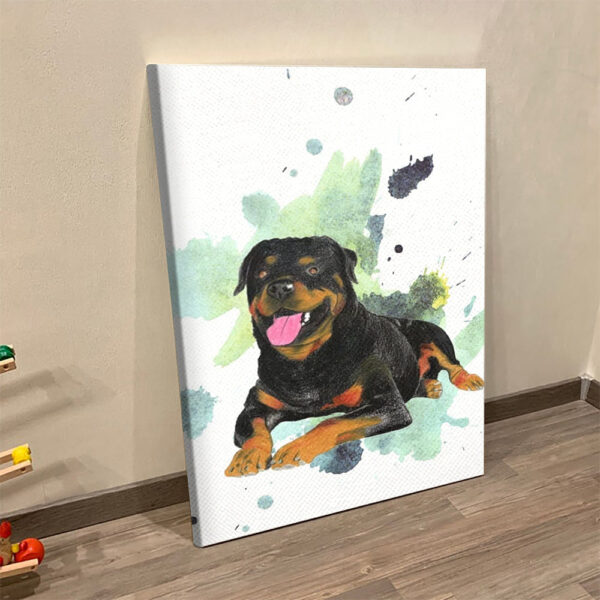 Dog Portrait Canvas – Rottweiler Happy – Dog Canvas Print – Dog Canvas Art – Canvas With Dogs On It – Furlidays