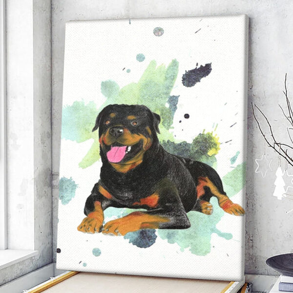 Dog Portrait Canvas – Rottweiler Happy – Dog Canvas Print – Dog Canvas Art – Canvas With Dogs On It – Furlidays