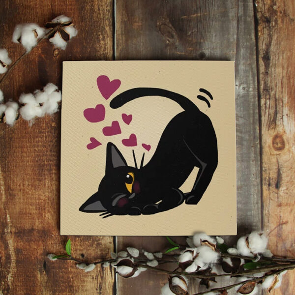 Cat Square Canvas – Love Love Love – Cat Wall Art Canvas – Canvas Print – Cats Canvas Print – Furlidays