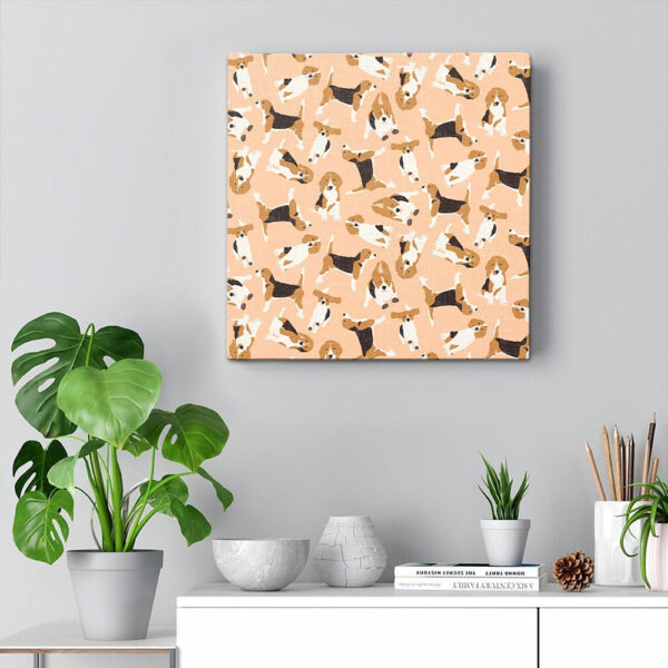 Dog Square Canvas – Beagle Scatter Peach – Canvas Print – Dog Canvas Print – Dog Canvas Art – Furlidays