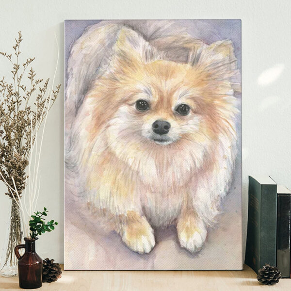 Dog Portrait Canvas – Pomeranian Watercolor Pom Puppy Dog – Painting Canvas Print – Dog Wall Art Canvas – Furlidays