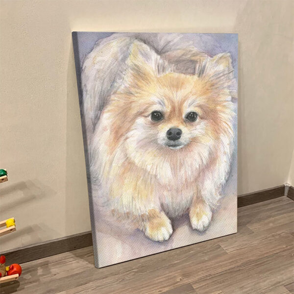 Dog Portrait Canvas – Pomeranian Watercolor Pom Puppy Dog – Painting Canvas Print – Dog Wall Art Canvas – Furlidays