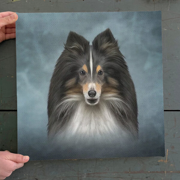Dog Square Canvas – Drawing Dog Shetland Sheepdog – Dog Canvas Print – Dog Poster Printing – Furlidays