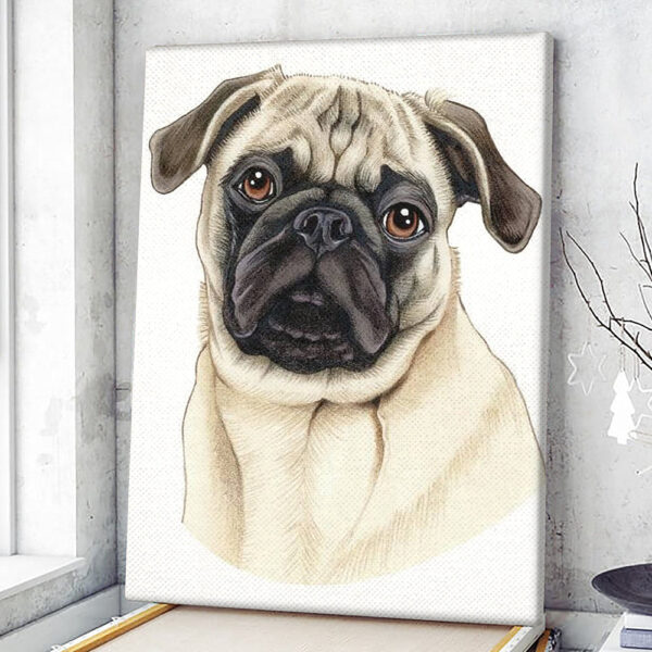 Dog Portrait Canvas – Pug Fawn Canvas Print – Dog Wall Art Canvas – Dog Canvas Art – Dog Poster Printing – Furlidays