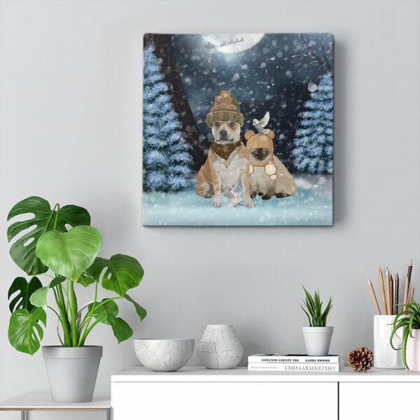 Dog Square Canvas – Friends – Cute Dog With Sweet Cat – Canvas Print – Dog Canvas Print – Furlidays