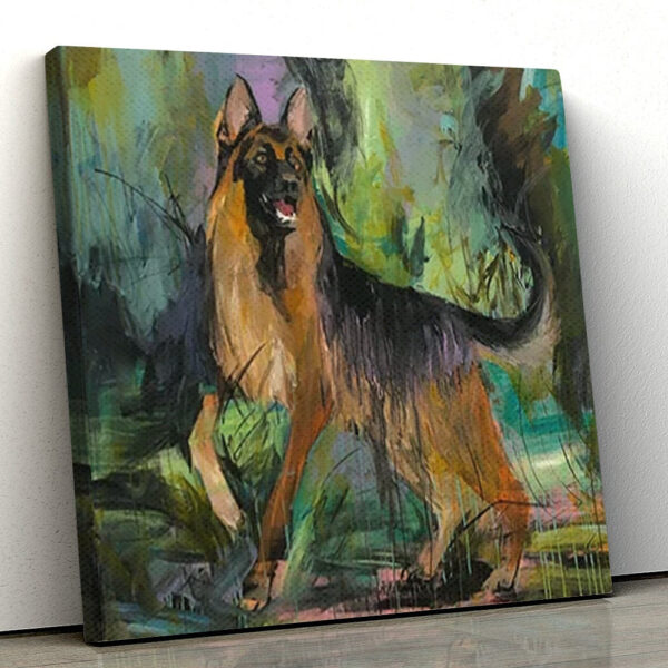 Dog Square Canvas – Dog Paintings On Canvas – German Shepherd – Dog Canvas Art – Dog Poster Printing – Furlidays