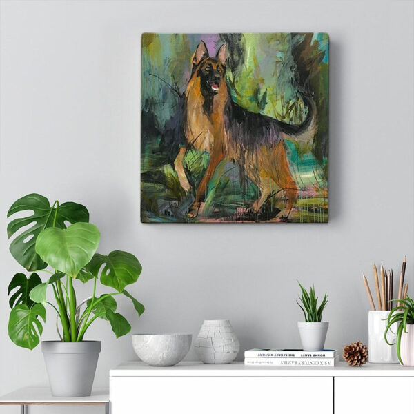 Dog Square Canvas – Dog Paintings On Canvas – German Shepherd – Dog Canvas Art – Dog Poster Printing – Furlidays