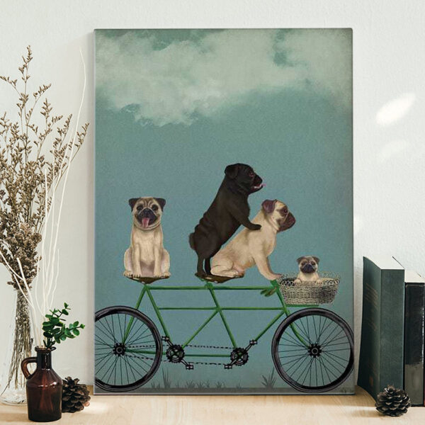 Dog Portrait Canvas – Pug Tandem – Canvas Print – Dog Wall Art Canvas – Dog Poster Printing – Furlidays