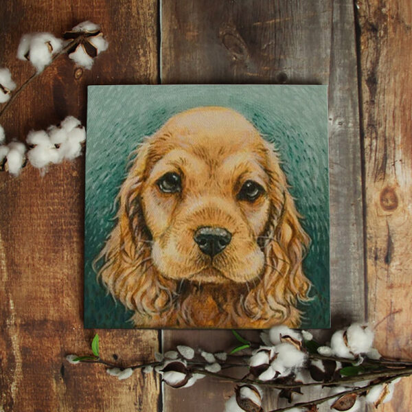 Dog Square Canvas – English Cocker Spaniel Painting Canvas – Dog Wall Art Canvas – Furlidays