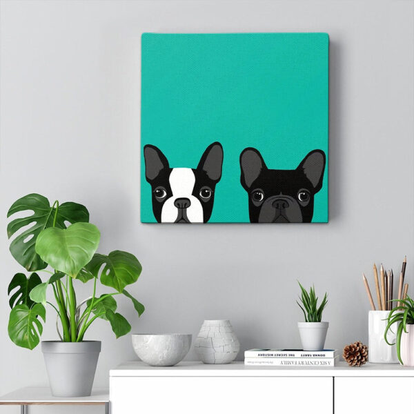 Dog Square Canvas – Boston Terrier And French Bulldog – Dogs Canvas Print – Dog Wall Art Canvas – Furlidays