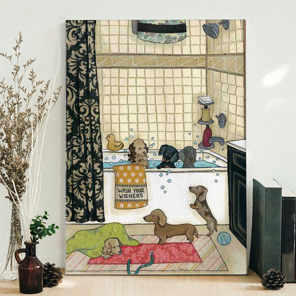 Dog Portrait Canvas – Wash Your Wieners – Canvas Print – Dog Wall Art Canvas – Dog Poster Printing – Furlidays