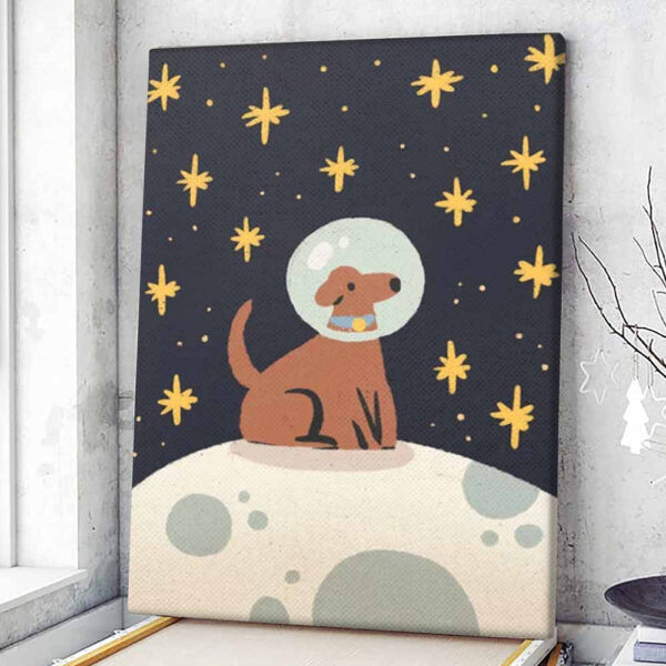 Dog Portrait Canvas – Dog On The Moon – Dog Canvas Print – Canvas With Dogs On It – Dog Wall Art Canvas – Furlidays