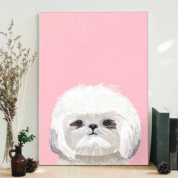 Dog Portrait Canvas – Shih Tsu Dog Portrait Pink Cute Art – Canvas Print – Dog Canvas Art – Dog Canvas Print – Furlidays
