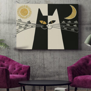 Cat Landscape Canvas – Vintage Black…