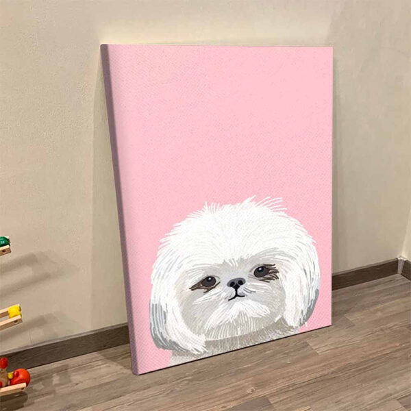 Dog Portrait Canvas – Shih Tsu Dog Portrait Pink Cute Art – Canvas Print – Dog Canvas Art – Dog Canvas Print – Furlidays