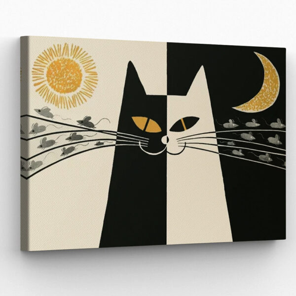 Cat Landscape Canvas – Vintage Black And White Cat – Canvas Print – Cat Wall Art Canvas – Furlidays